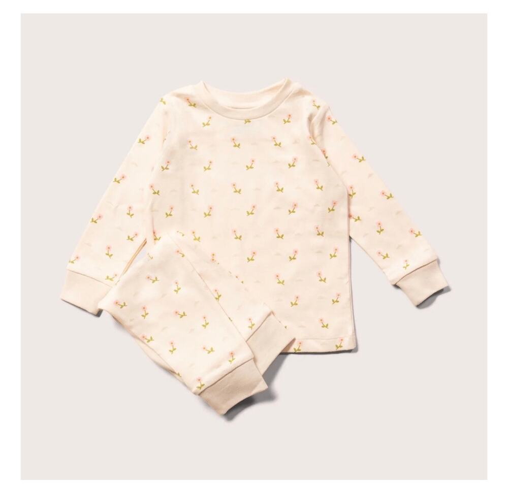 NWT Little Green Radicals organic pink flowers pajamas